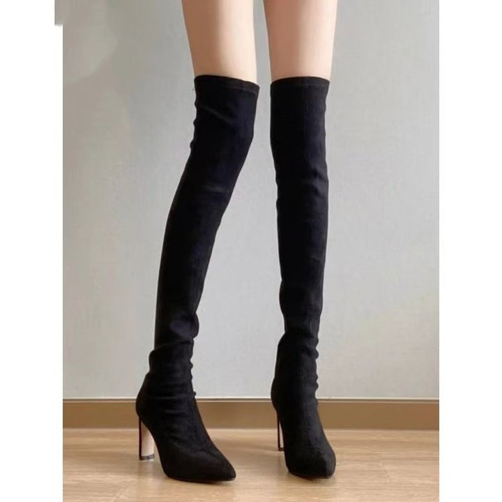 Damen Stretch-Overknee-Stiefel mit spitzer Zehenform und schlankem Stiletto-Absatz Drune