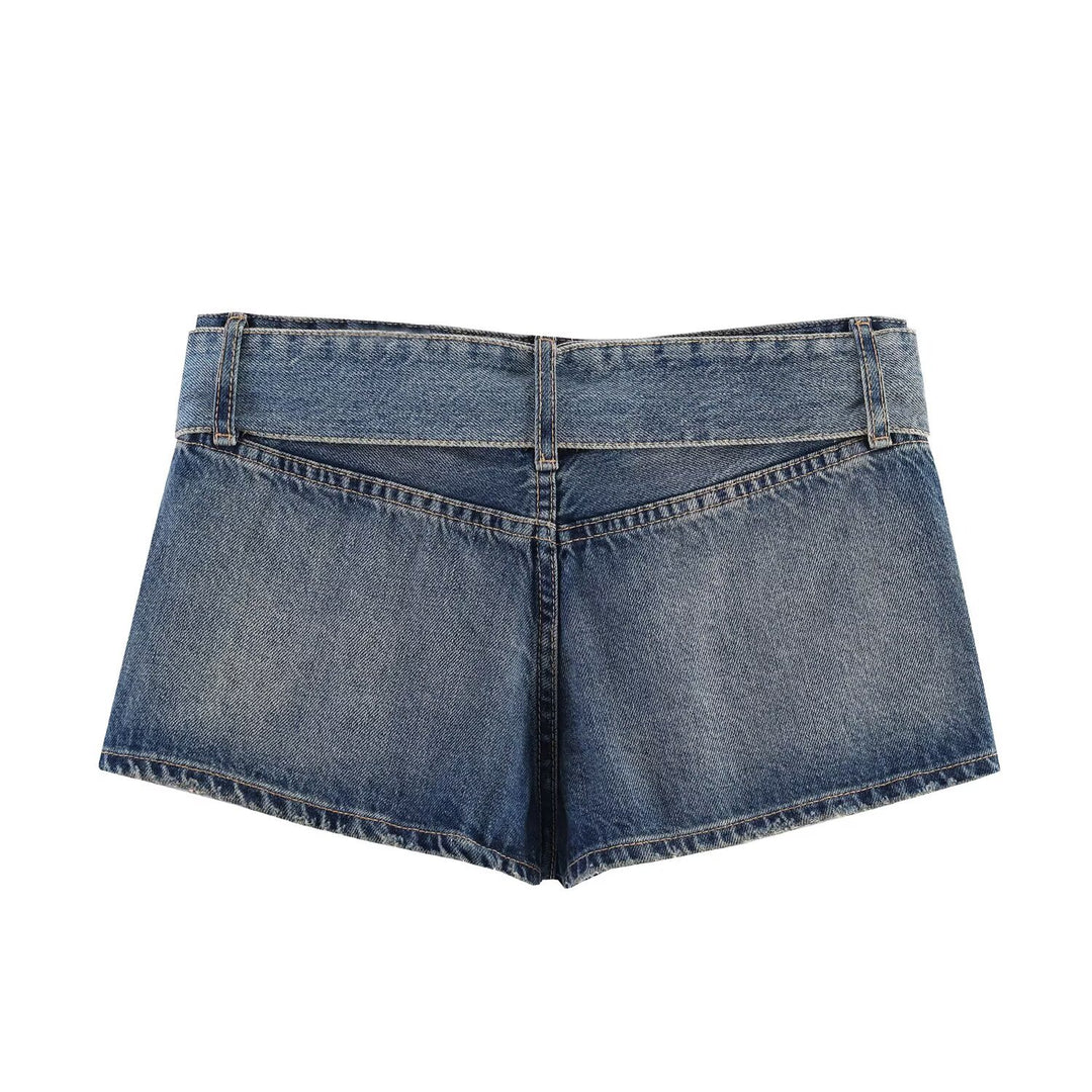 Damen modische Destroyed Denim-Shorts mit verstellbarem Gürtel Drune