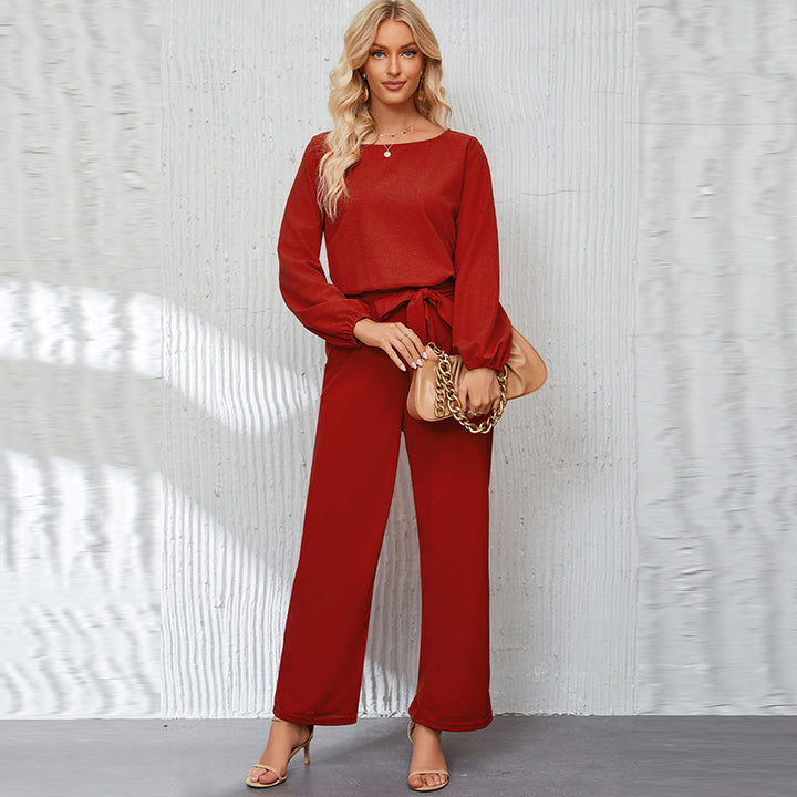 Damen eleganter Jumpsuit mit eleganten Ärmeln und tailliertem Schnitt Drune