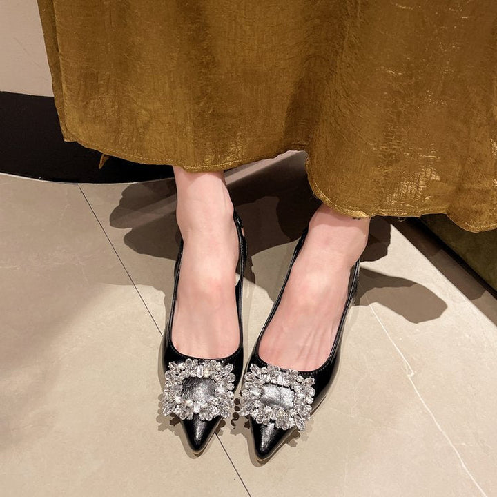 Damen Slingback Pumps mit Strassbesetztem Detail Drune