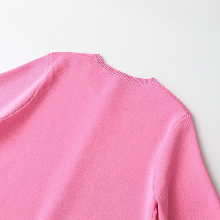 Damen nan Feinstrick-Cardigan mit kurzen Ärmeln und Zierknopfleiste Drune