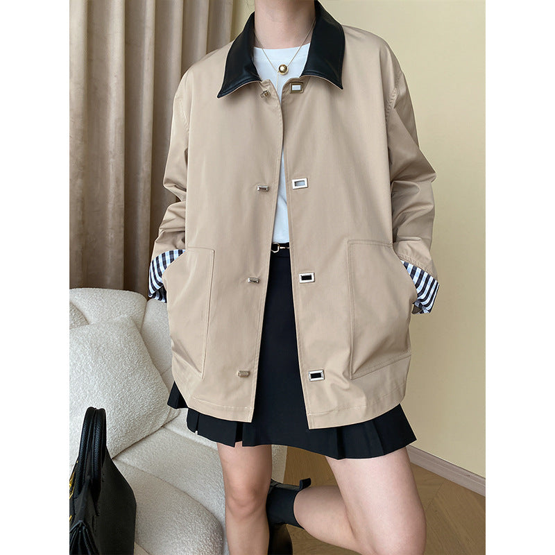 Damen Übergangsjacke mit kontrastierendem Kragen und praktischen Taschen Drune