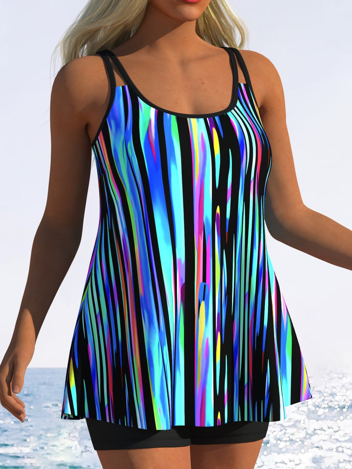 Damen Tankini mit verspieltem Streifenmuster und originellem Schnitt Drune