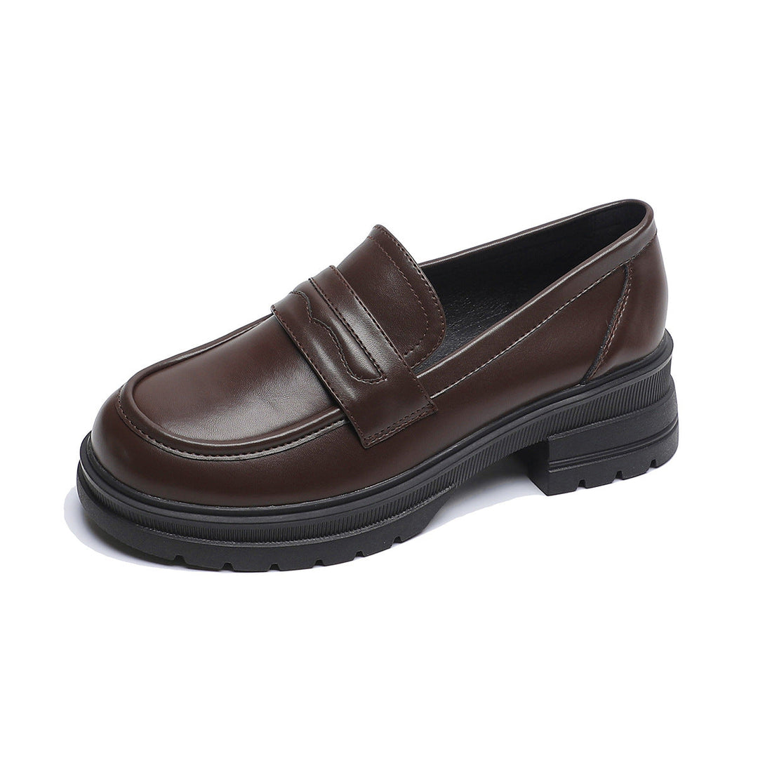 Damen Mokassin-Schuhe mit robustem Plateau und eleganter Schnalle Drune