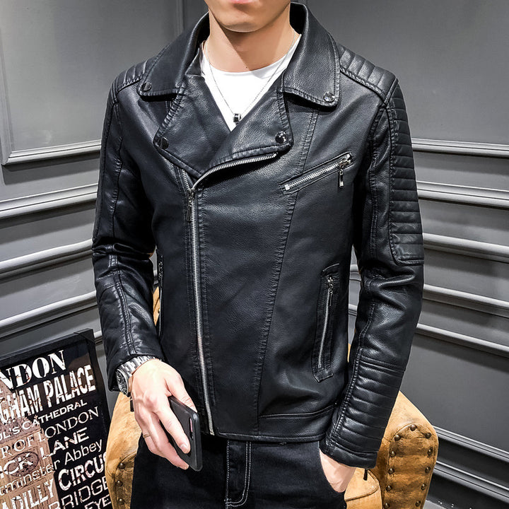 Herren Modische Bikerjacke aus hochwertigem Kunstleder Drune
