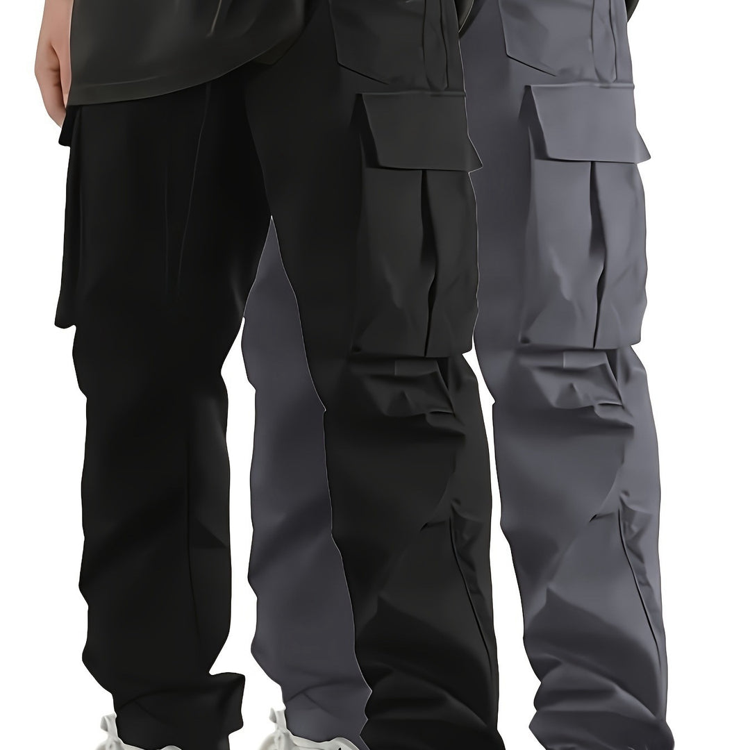 Herren Weite Cargo‑Hose im Baggy‑Cut mit Tunnelzugbund, Zipper‑Tasche & Klappfächern Drune