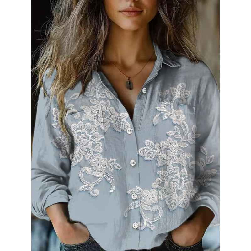 Damen Modische Bluse mit Paisleymuster Drune