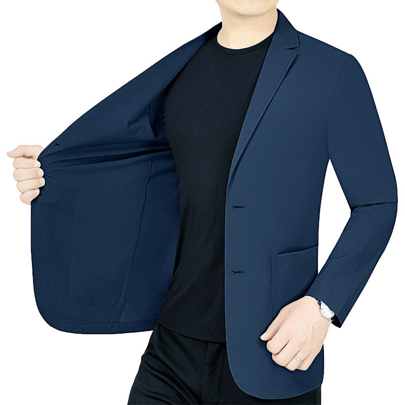 Herren legerer elastischer Sommerblazer mit dreiviertelärmeln und schlanker Passform Drune