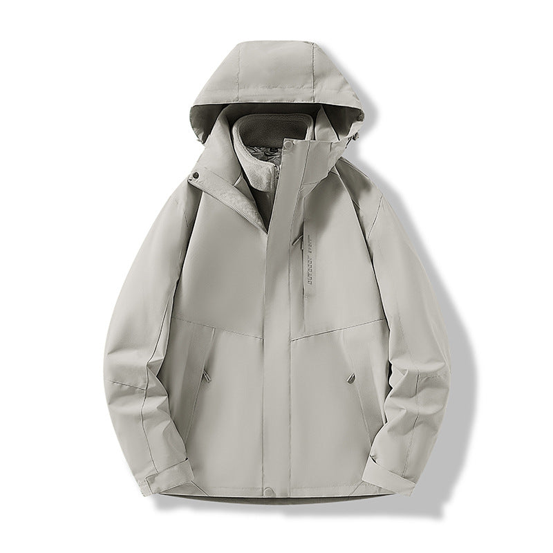 Herren Minimalistische City-Outdoorjacke mit verschweißten Nähten, verstellbarer Kapuze und Thermofutter Drune