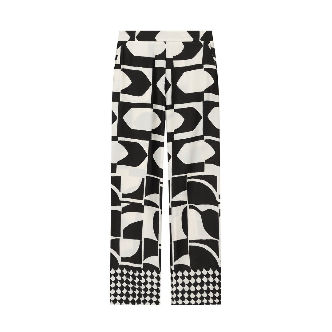Damen Weite Palazzohose mit grafischem Allover‑Print und hoher Bundpassform Drune