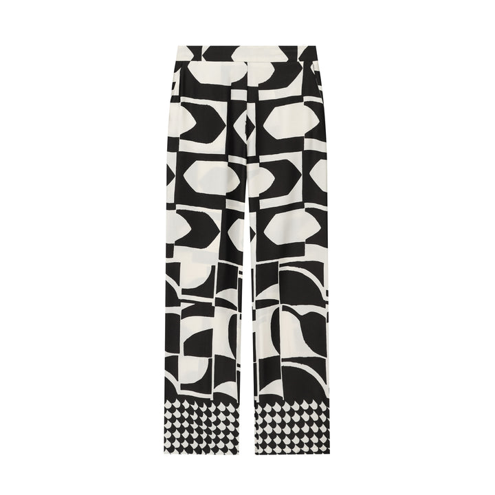 Damen Weite Palazzohose mit grafischem Allover‑Print und hoher Bundpassform Drune