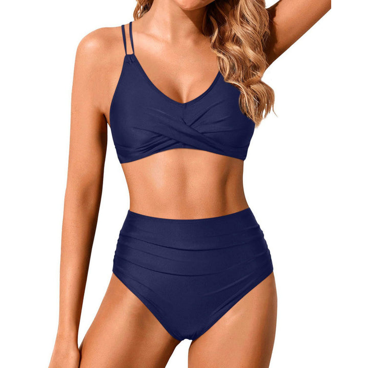 Damen Hochtailliertes Bikini-Set mit gerafftem Oberteil Drune