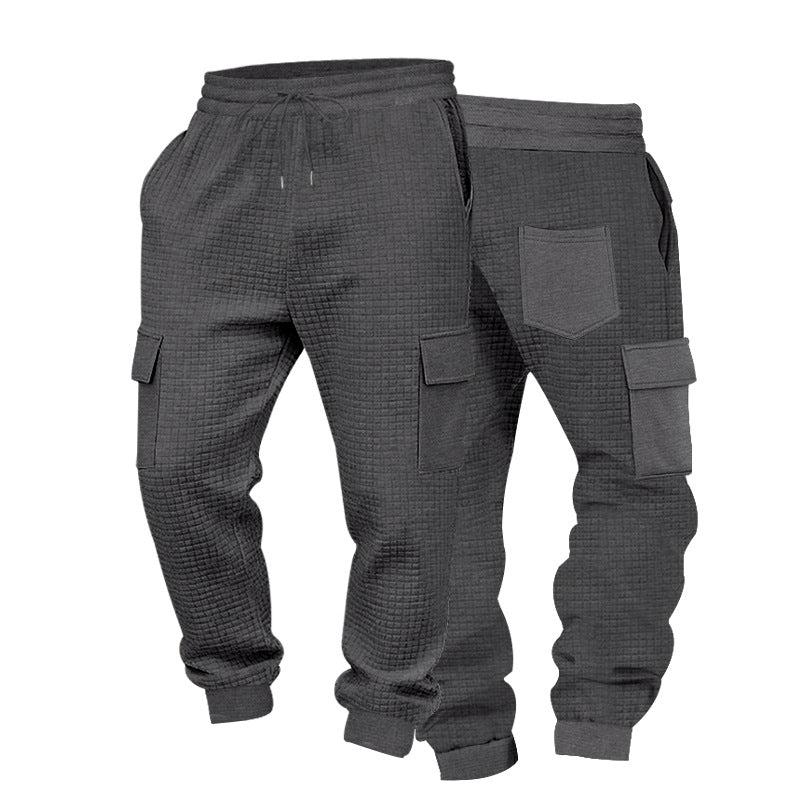 Herren Cargo-Jogginghose mit Waffelstruktur, elastischem Bund und Klappentaschen Drune