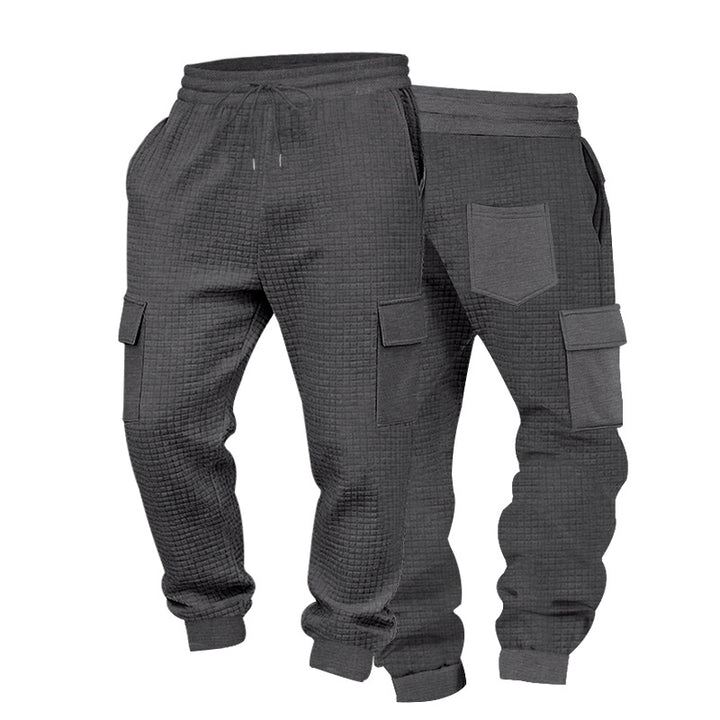 Herren Cargo-Jogginghose mit Waffelstruktur, elastischem Bund und Klappentaschen Drune