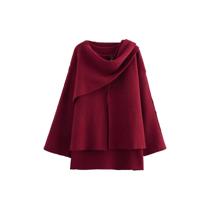 Damen Asymmetrisches Wollmix‑Cape mit Wasserfallkragen und weitem Fall Drune