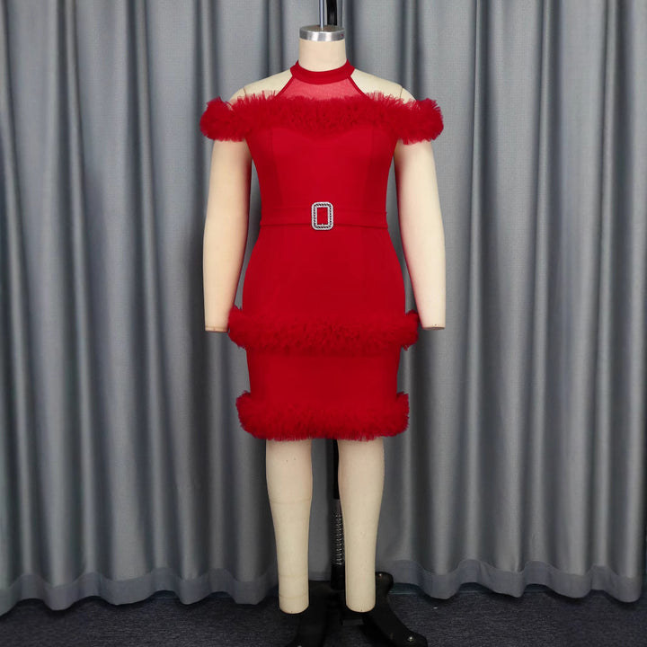 Damen elegantes Kleid mit fransigen Akzenten Drune