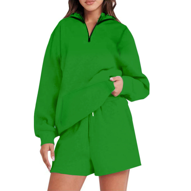 Damen lässiger Hoodie mit kurzem Schnitt und praktischen Taschen Drune