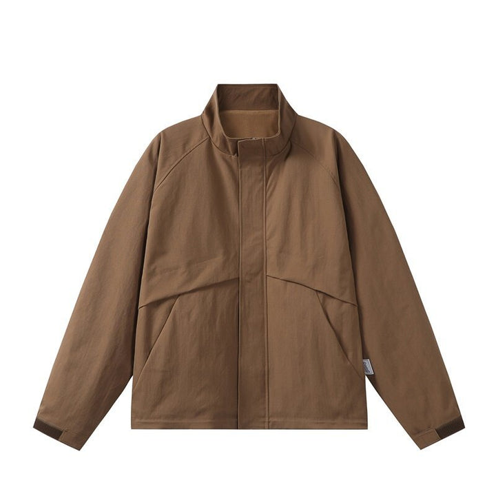 Herren Leichte Übergangsjacke im minimalistischen Field‑Style mit hohem Stehkragen und verdeckter Frontblende Drune