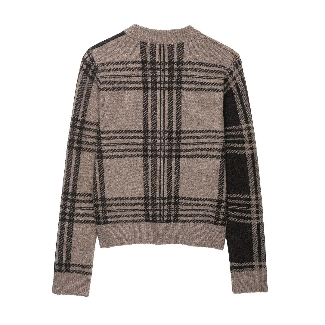 Damen Strickjacke mit kariertem Muster Drune