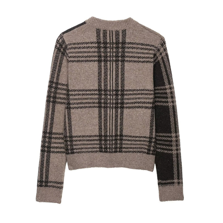 Damen Strickjacke mit kariertem Muster Drune
