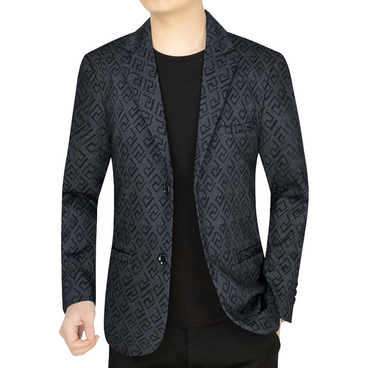 Herren Jacquard-Sakko mit geometrischer Struktur und teilgefüttertem Innenfutter Drune