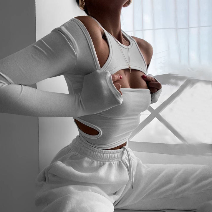 Damen Trendiges Cut-Out Langarmoberteil Drune