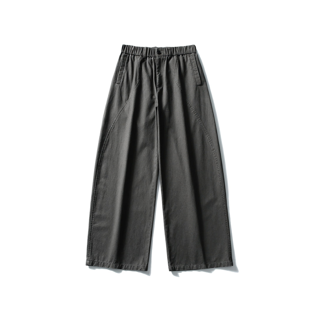 Damen Weite Cropped-Hose mit elastischem Bund und dekorativen Nahtpasse Drune