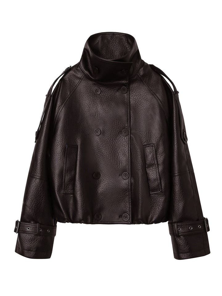 Damen Modische Oversized Lederjacke Drune