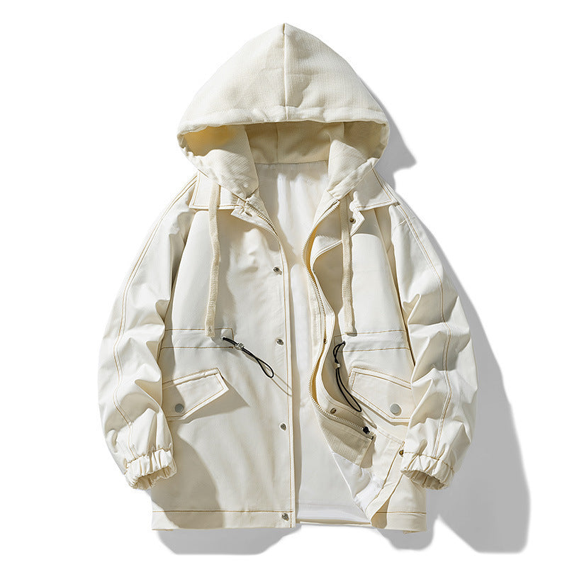 Herren Utility-Fieldjacke mit Kontrastkapuze, verstellbarem Saum und großen Pattentaschen Drune