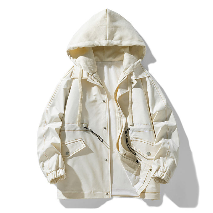 Herren Utility-Fieldjacke mit Kontrastkapuze, verstellbarem Saum und großen Pattentaschen Drune