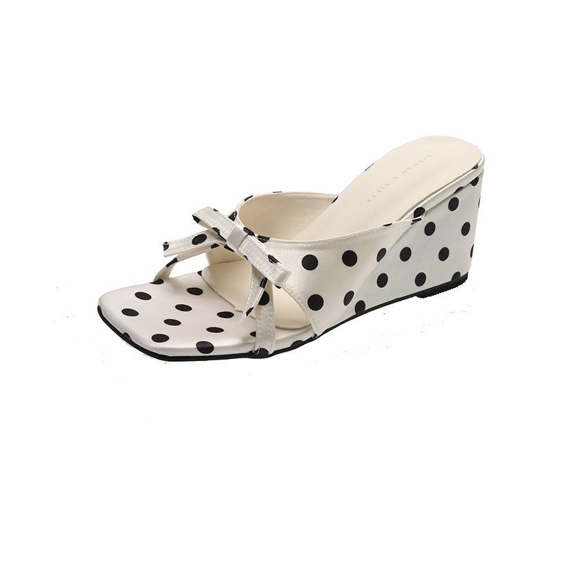 Damen Wedge-Sandalen mit verspieltem Punkten-Design und elegantem Schleifen-Detail Drune