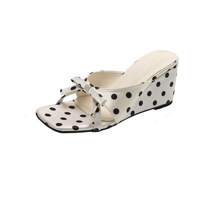 Damen Wedge-Sandalen mit verspieltem Punkten-Design und elegantem Schleifen-Detail Drune