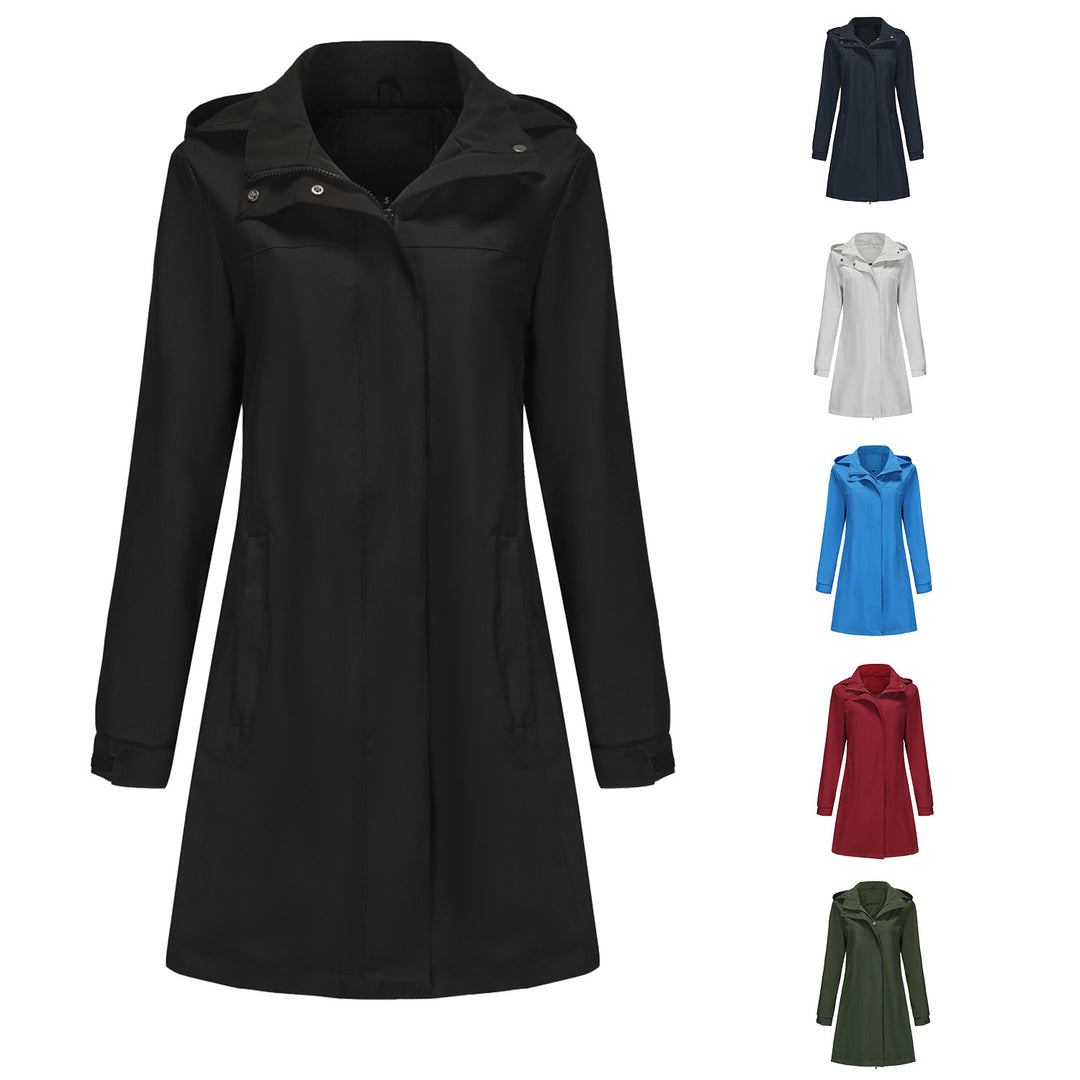 Damen funktionale Übergangsjacke mit verstellbarem Kapuzenkragen und praktischen Taschen Drune