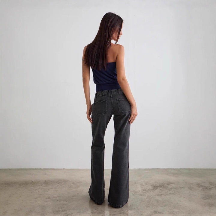 Damen bootcut Jeanshose mit hohem Bund und modischem Schnitt Drune