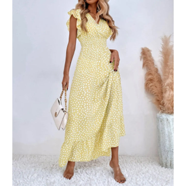 Damen Maxikleid mit fließendem Schnitt und voluminösen Ärmeln Drune