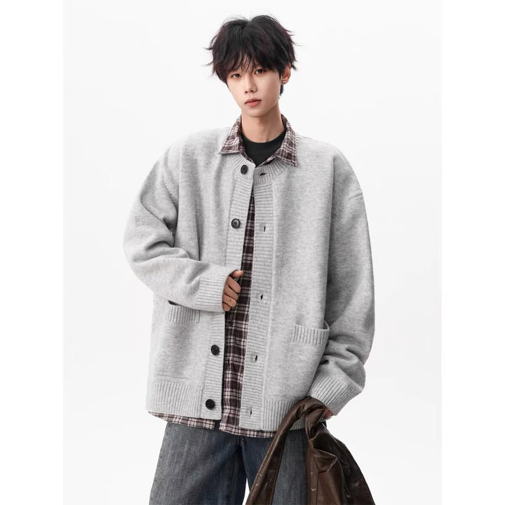 Herren Gemütliche Strickjacke mit Knopfleiste Drune
