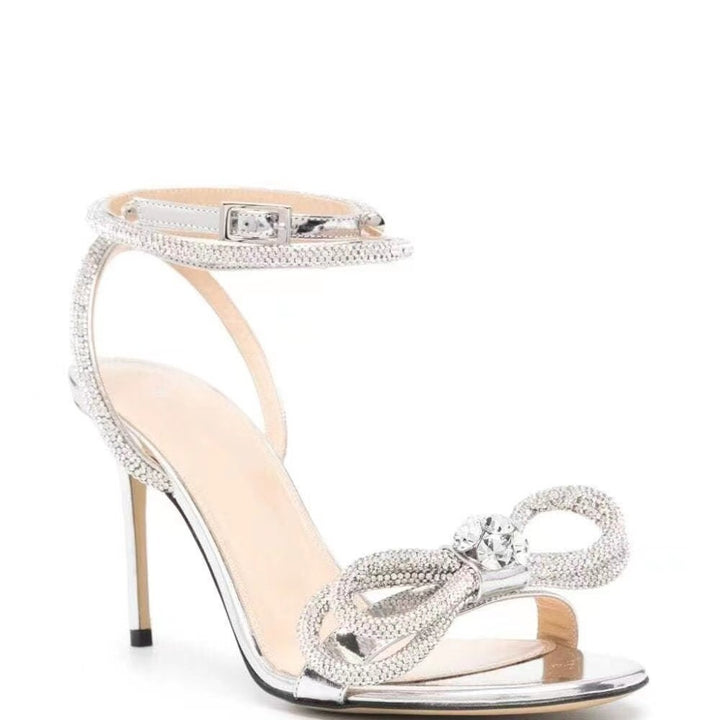 Damen Kristall-besetzte Stilettosandalen mit verstellbarem Knöchelriemen Drune