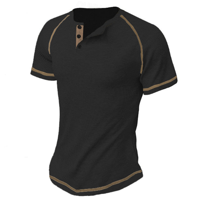 Herren kurzärmliges Henley-Shirt mit atmungsaktiver Struktur Drune