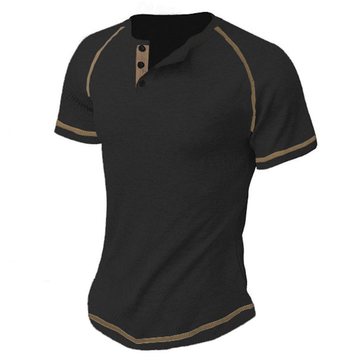 Herren kurzärmliges Henley-Shirt mit atmungsaktiver Struktur Drune