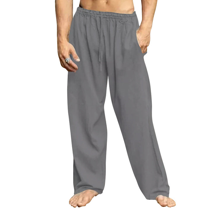 Herren nan Relaxhose mit weitem Bein elastischem Tunnelzugbund und seitlichen Eingrifftaschen Drune