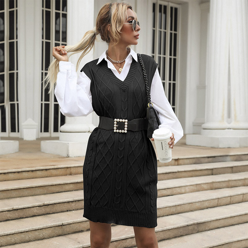 Damen Lässiger Strickpulloverkleid Drune