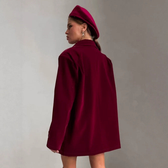 Damen Veloursjacke im modernen Oversized-Stil mit praktischen Taschen Drune