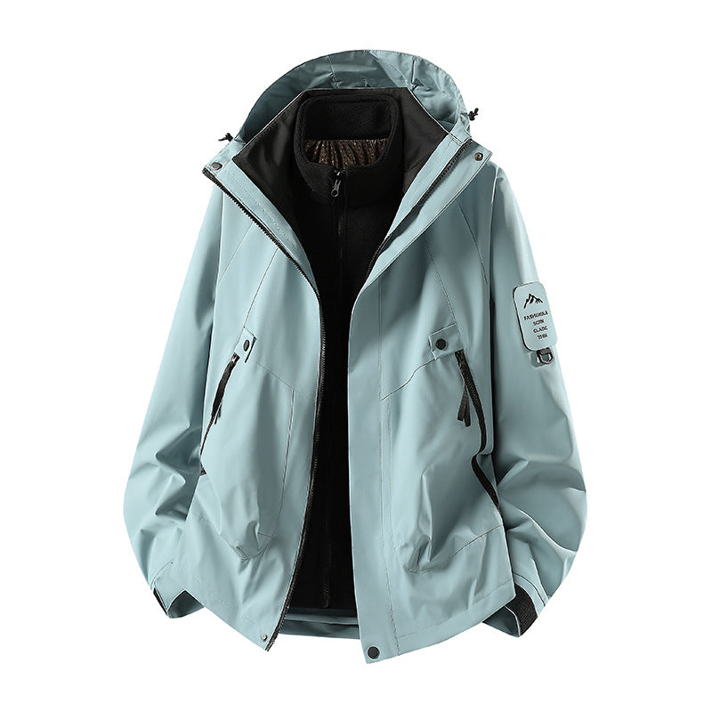 Herren Zwei-in-eins Wetterschutzjacke mit abnehmbarer Steppweste und verstellbarer Kapuze Drune