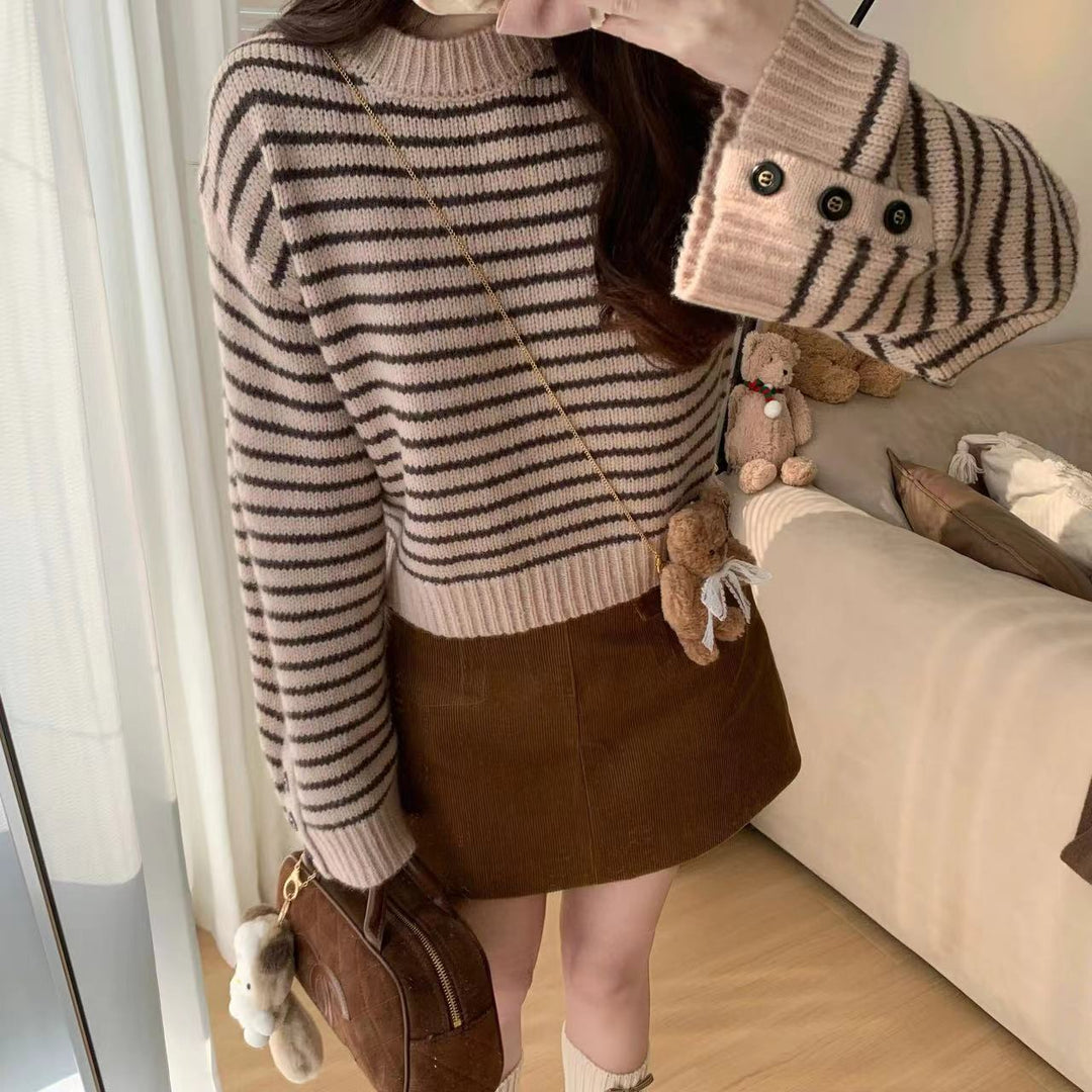 Damen Strickpullover mit Känguru-Tasche und großzügigem Schnitt Drune