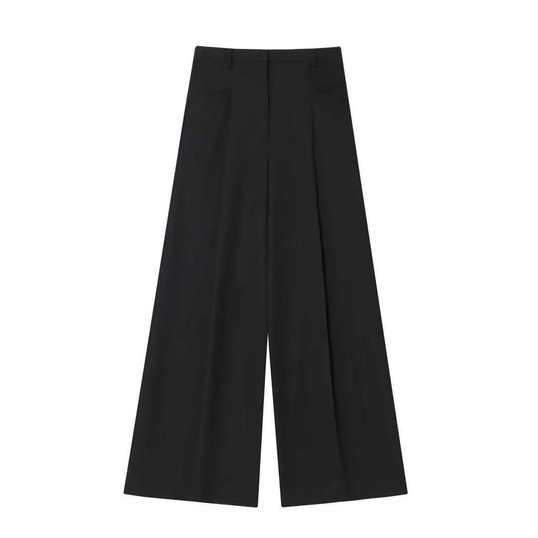 Damen Hochtaillierte Culotte-Hose mit weitem Bein und Bügelfalte Drune