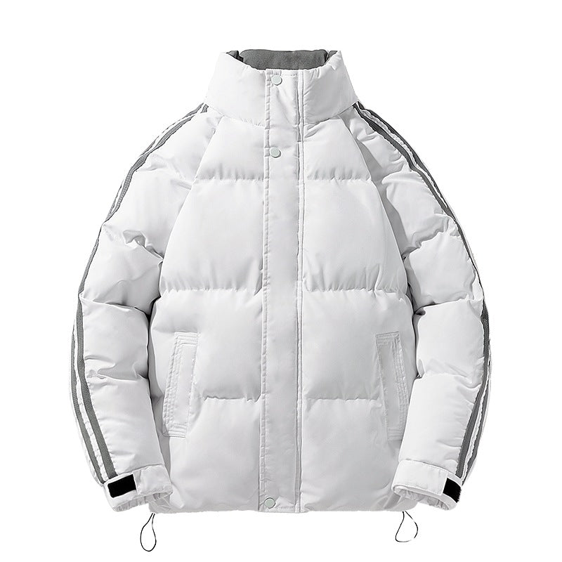 Herren sportlicher Stepp-Winterblouson mit hohem Stehkragen, Ärmelstreifen und verstellbarem Saum Drune