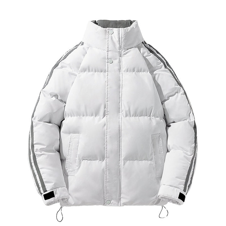 Herren sportlicher Stepp-Winterblouson mit hohem Stehkragen, Ärmelstreifen und verstellbarem Saum Drune
