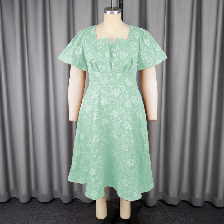 Damen Midikleid mit schwingendem Rock und floralen Mustern Drune