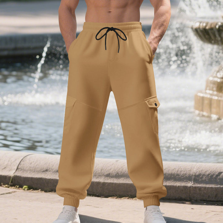 Herren Sportliche Cargo-Jogginghose mit Taschen und elastischem Bund Drune
