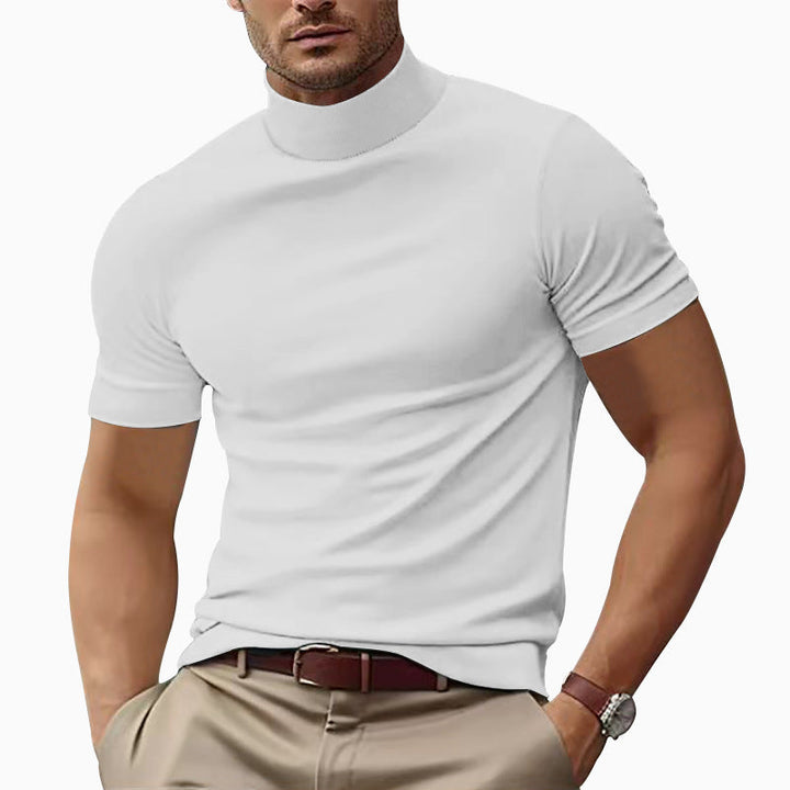 Herren Kurzarm Turtleneck T-Shirt Drune